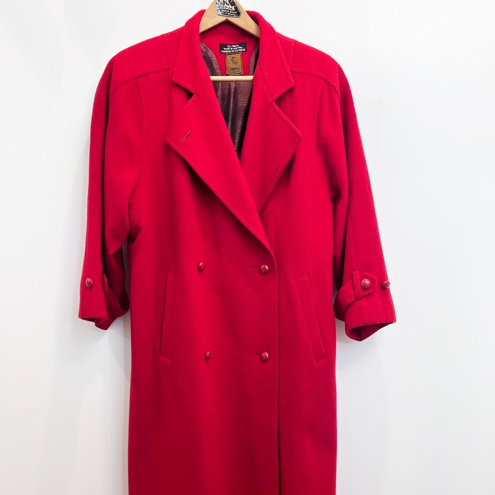 Vintage Women’s Wool Double Breasted Red Long Coat